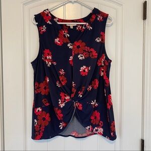 Skies are Blue Navy Floral Twist Front Top Large